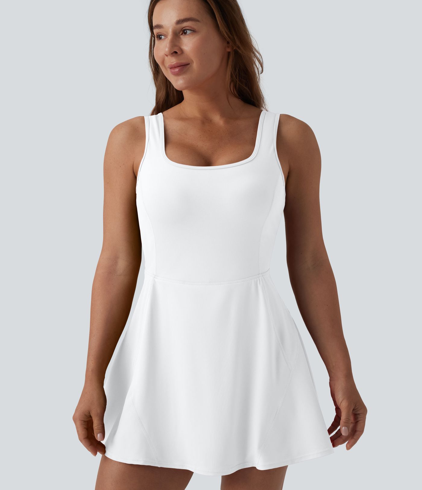 SoftlyZero™ Airy U Neck 2-in-1 Pocket Mini Cool Touch Dance Active Dress D-F Cups-Easy Peezy
