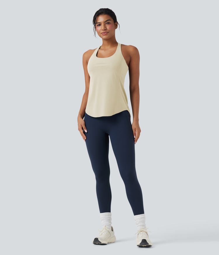 Halara UltraSculpt™ Round Neck Crisscross Back Running Tank Tops DD-F Cups