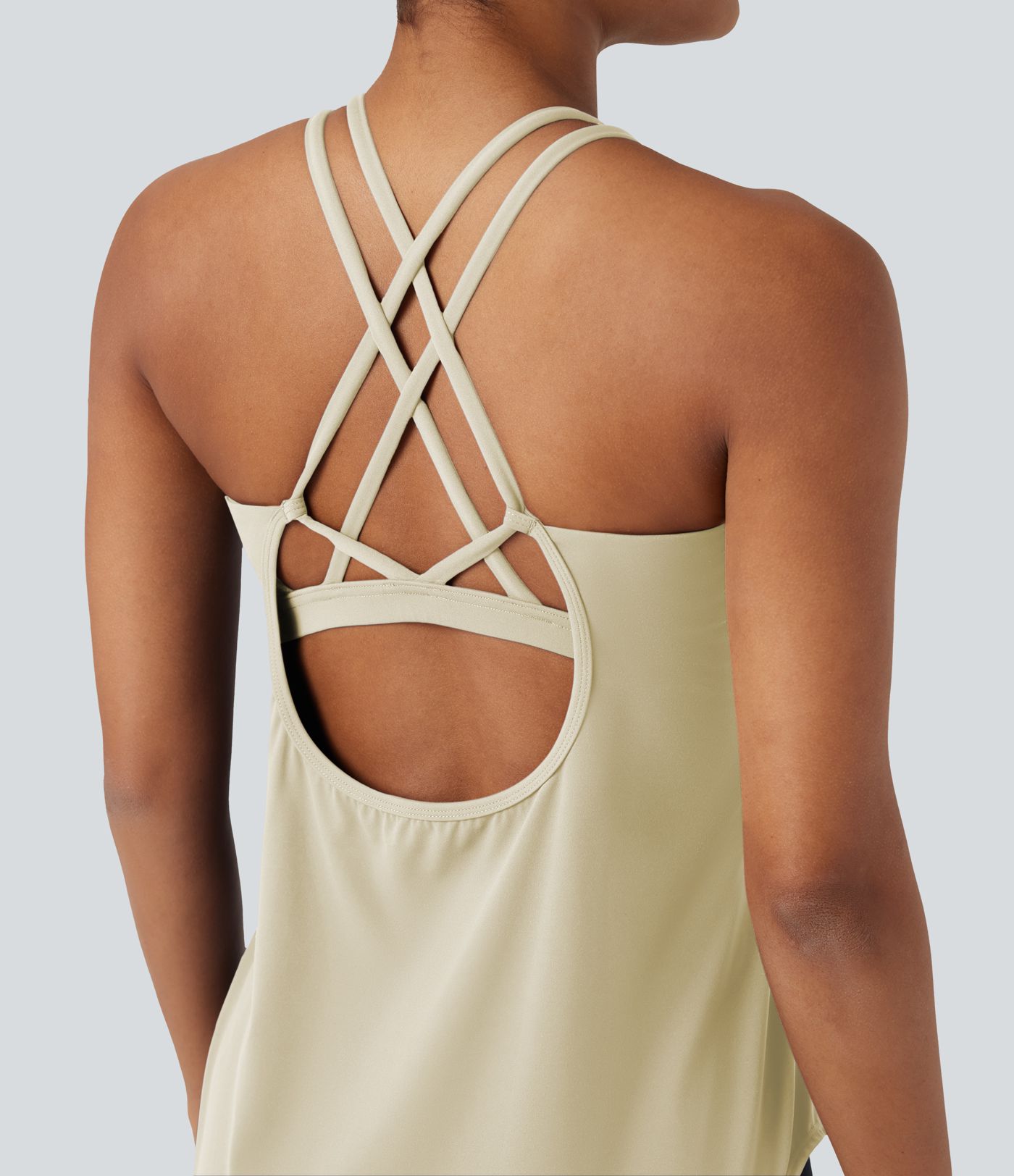 Halara UltraSculpt™ Round Neck Crisscross Back Running Tank Tops DD-F Cups