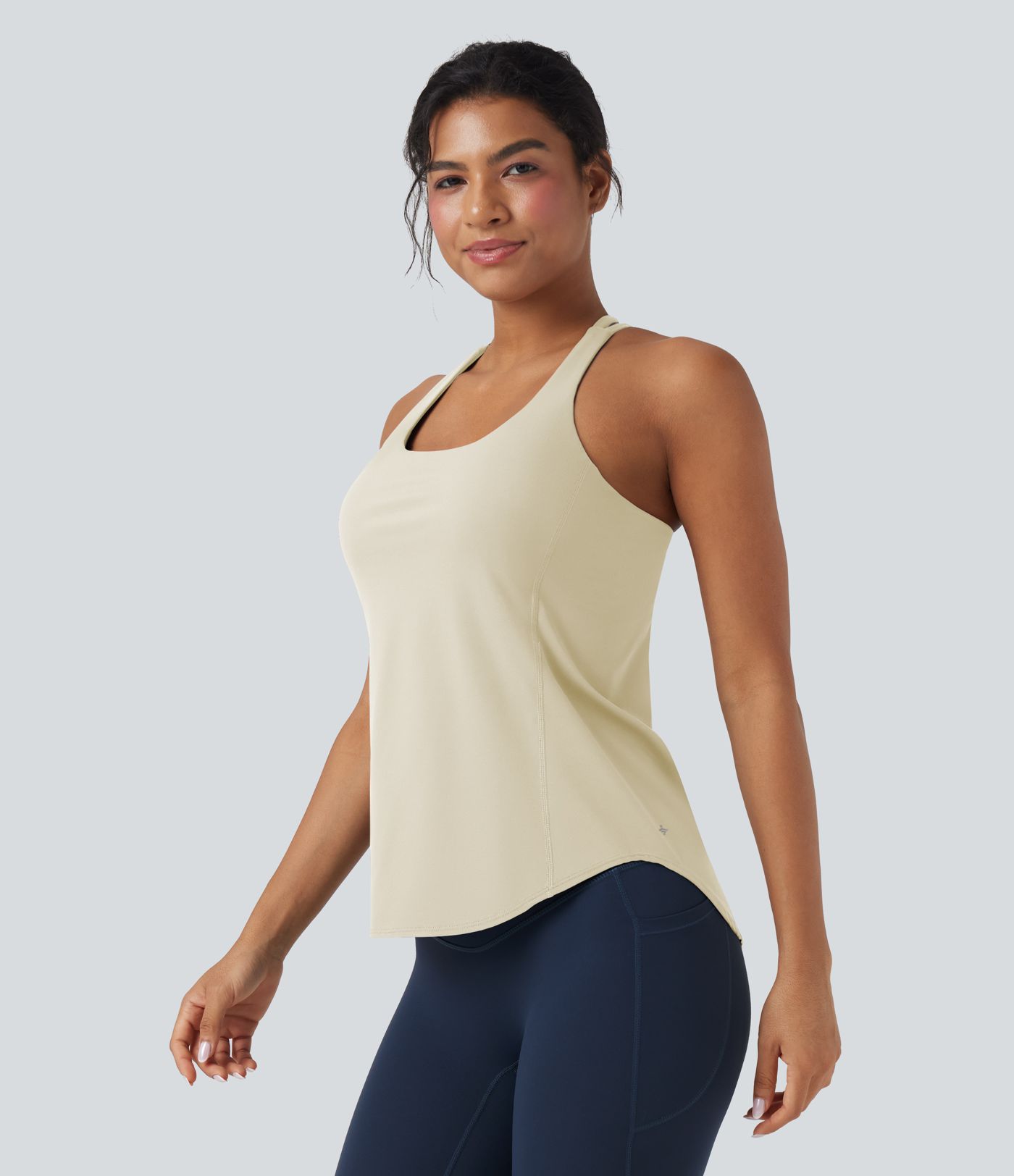 Halara UltraSculpt™ Round Neck Crisscross Back Running Tank Tops DD-F Cups