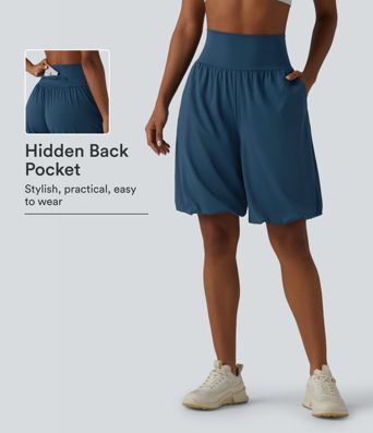 SoftlyZero™ Airy Super High Waisted Cool Touch Yoga Balloon Shorts with Pockets