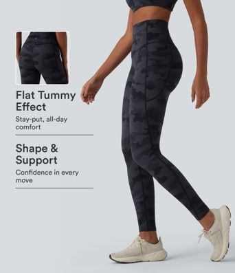 Halara UltraSculpt™ Camo Print High Waisted Tummy Control Running Leggings with Pockets Halara UltraSculpt™ Camo Print High Waisted Tummy Control Running Leggings with Pockets