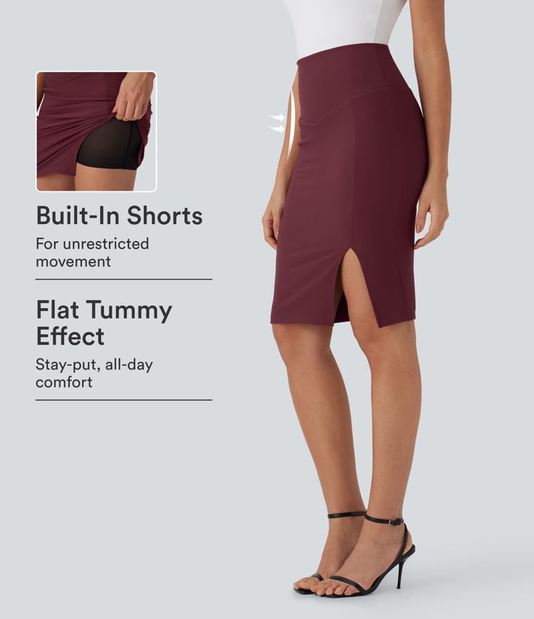 Patitoff™ Flow resistente al pelo de mascota SoCinched de talle alto con control abdominal 2 en 1 falda midi bodycon casual Patitoff™ Flow resistente al pelo de mascota SoCinched de talle alto con control abdominal 2 en 1 falda midi bodycon casual
