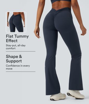 Halara UltraSculpt™ High Waisted Tummy Control Butt Lifting Scrunch Shaping Yoga Bootcut Leggings with Pockets