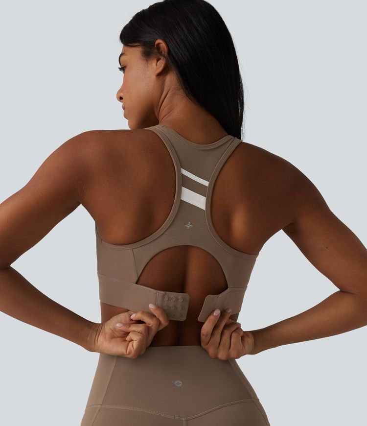 Soutien-gorge de sport Halara UltraSculpt™ à maintien moyen et soutien-gorge intégré dos nageur color block