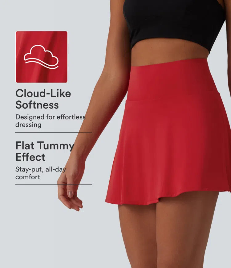 SoftlyZero™ Airy High Waisted Tummy Control 2-in-1 InstantCool Mini Tennis Skirt with Pockets