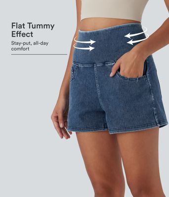Halara Flex™ High Waisted Tummy Control Denim Casual Shorts 3'' with Pockets Halara Flex™ High Waisted Tummy Control Denim Casual Shorts 3'' with Pockets