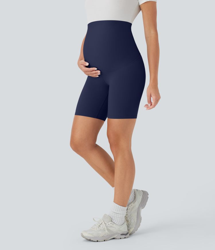 SoftlyZero™ Super High Waisted Maternity Yoga Biker Shorts 7''-UPF50+