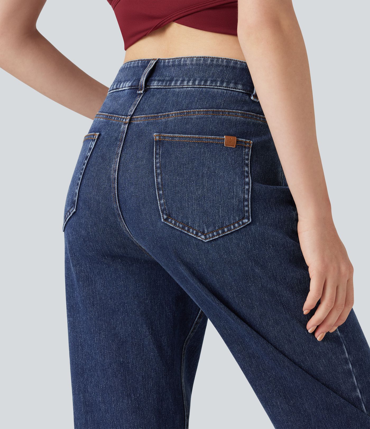 Halara Flex™ High Waisted Zipper Pockets Straight Leg Casual Jeans