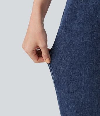 Halara Flex™ High Waisted Zipper Pockets Straight Leg Casual Jeans
