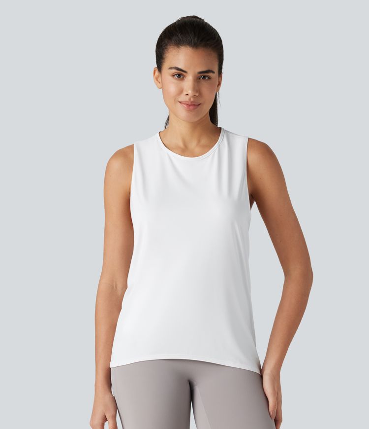 Crossover Racerback Sleeveless Cool Touch Quick Dry Yoga Sports Top-UPF50+