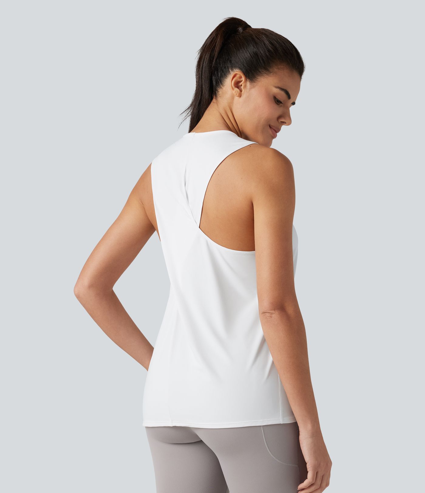 Crossover Racerback Sleeveless Cool Touch Quick Dry Yoga Sports Top-UPF50+