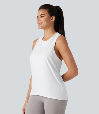 Crossover Racerback Sleeveless Cool Touch Quick Dry Yoga Sports Top-UPF50+