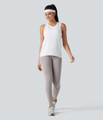 Crossover Racerback Sleeveless Cool Touch Quick Dry Yoga Sports Top-UPF50+