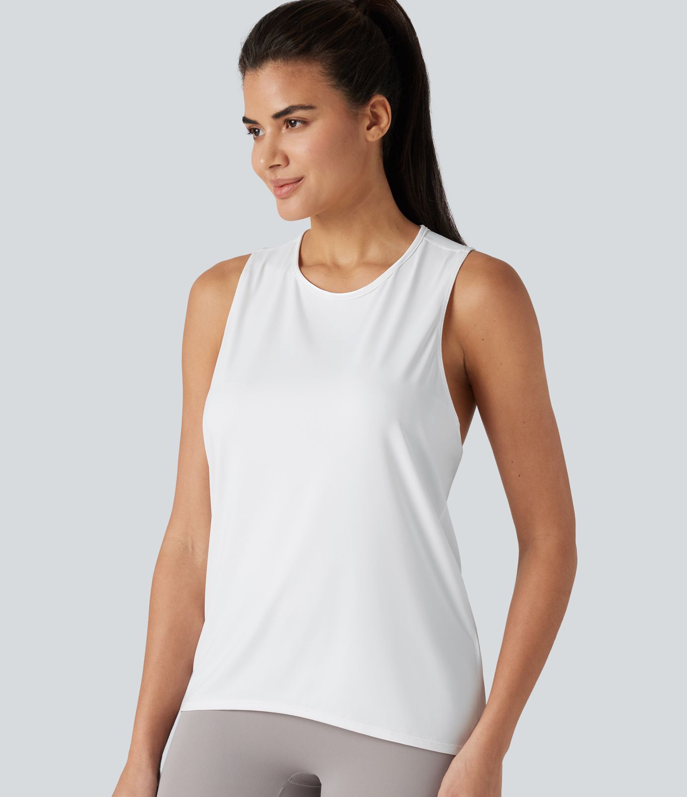 Crossover Racerback Sleeveless Cool Touch Quick Dry Yoga Sports Top-UPF50+