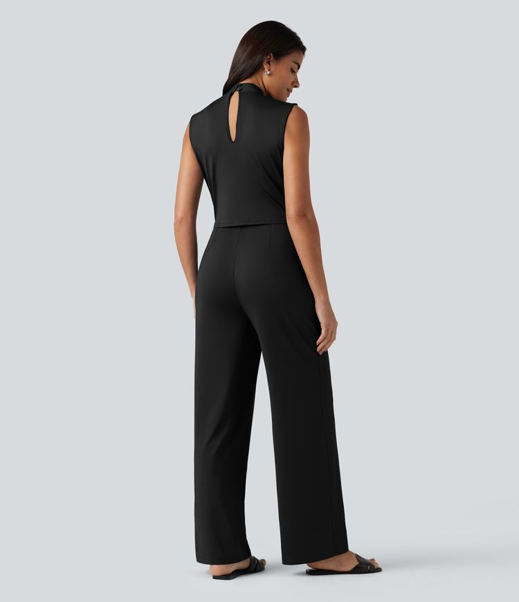 V Neck Sleeveless Work Jumpsuit with Pockets-Easy Peezy Edition V Neck Sleeveless Work Jumpsuit with Pockets-Easy Peezy Edition