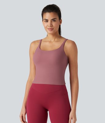 Backless U-Neck Built-in Bra Dance Tank Top