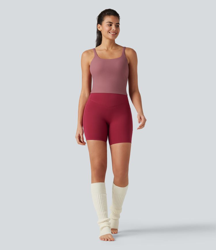 Backless U-Neck Built-in Bra Dance Tank Top