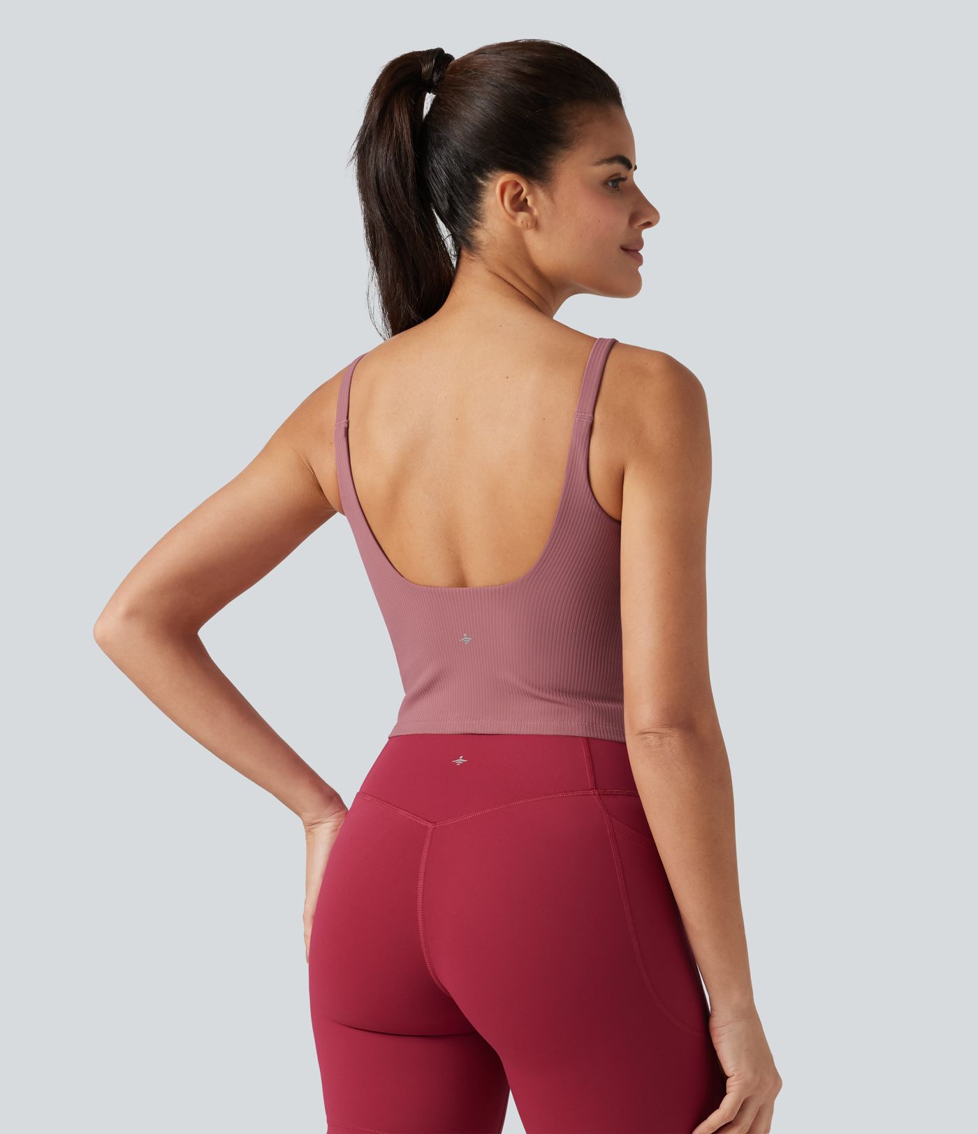 Backless U-Neck Built-in Bra Dance Tank Top