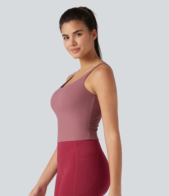 Backless U-Neck Built-in Bra Dance Tank Top