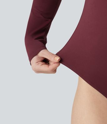Off-Shoulder Long Sleeve Removable Straps Built-in Bra Casual Bodysuit
