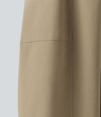 High Waisted Casual Barrel Leg Pants with Pockets