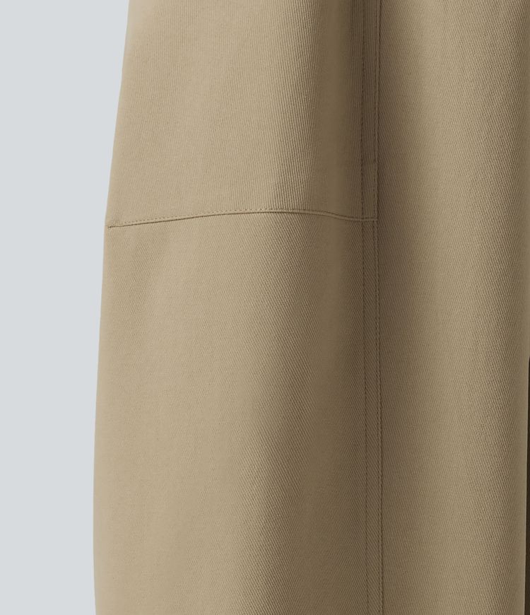 High Waisted Casual Barrel Leg Pants with Pockets