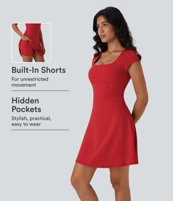 SoftlyZero™ Plush Square Neck Corset 2-in-1 Mini Casual Dress with Pockets SoftlyZero™ Plush Square Neck Corset 2-in-1 Mini Casual Dress with Pockets