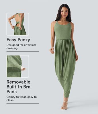 Built-in Bra Harem Casual Jumpsuit with Pockets-Easy Peezy Edition Built-in Bra Harem Casual Jumpsuit with Pockets-Easy Peezy Edition
