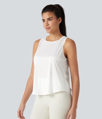 Round Neck Curved Hem Running Tank Top