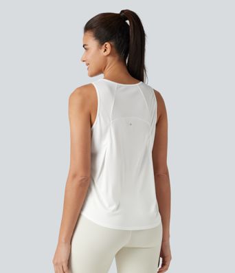 Round Neck Curved Hem Running Tank Top