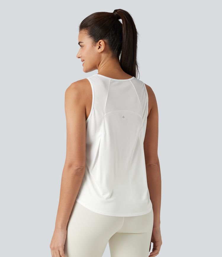 Round Neck Curved Hem Running Tank Top