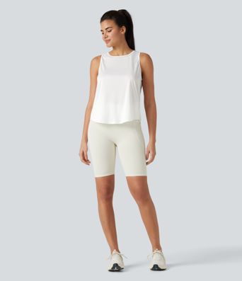 Round Neck Curved Hem Running Tank Top