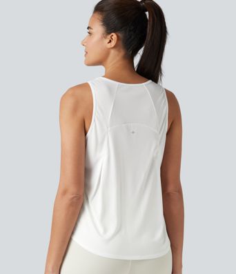 Round Neck Curved Hem Running Tank Top