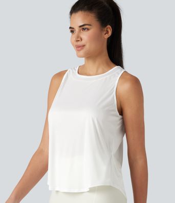 Round Neck Curved Hem Running Tank Top