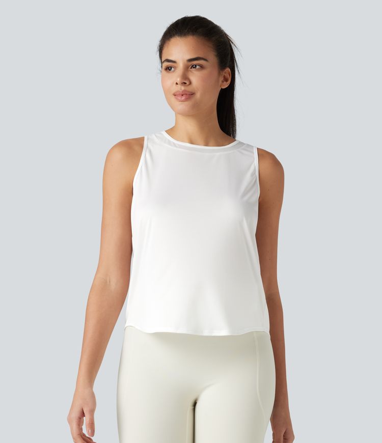 Round Neck Curved Hem Running Tank Top