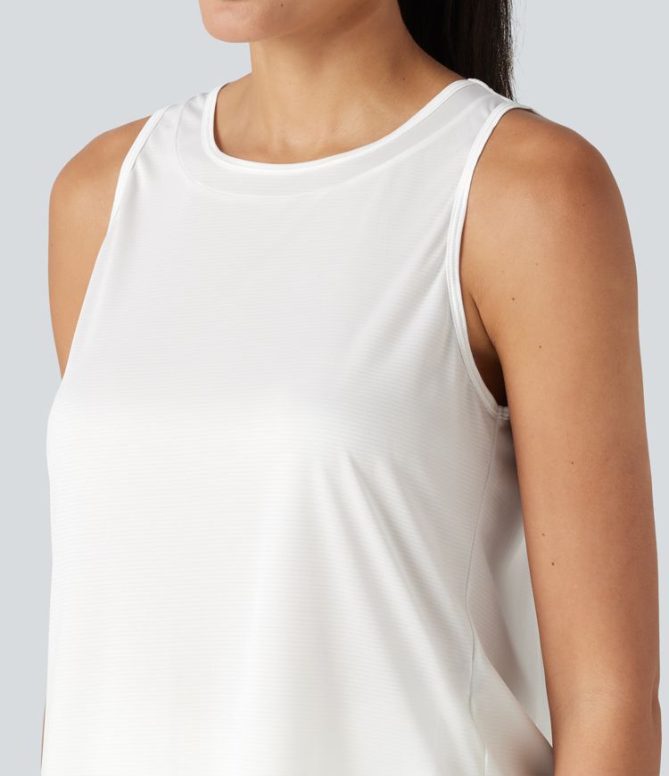 Round Neck Curved Hem Running Tank Top