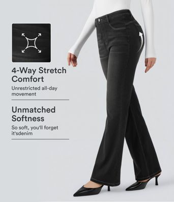 Halara Flex™ High Waisted Tummy Control Butt Lifting Denim Casual Bootcut Leggings with Pockets