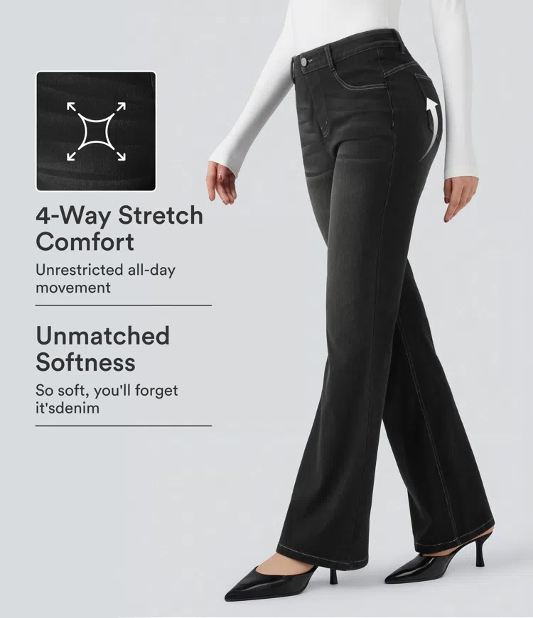 Halara Flex™ High Waisted Tummy Control Butt Lifting Denim Casual Bootcut Leggings with Pockets
