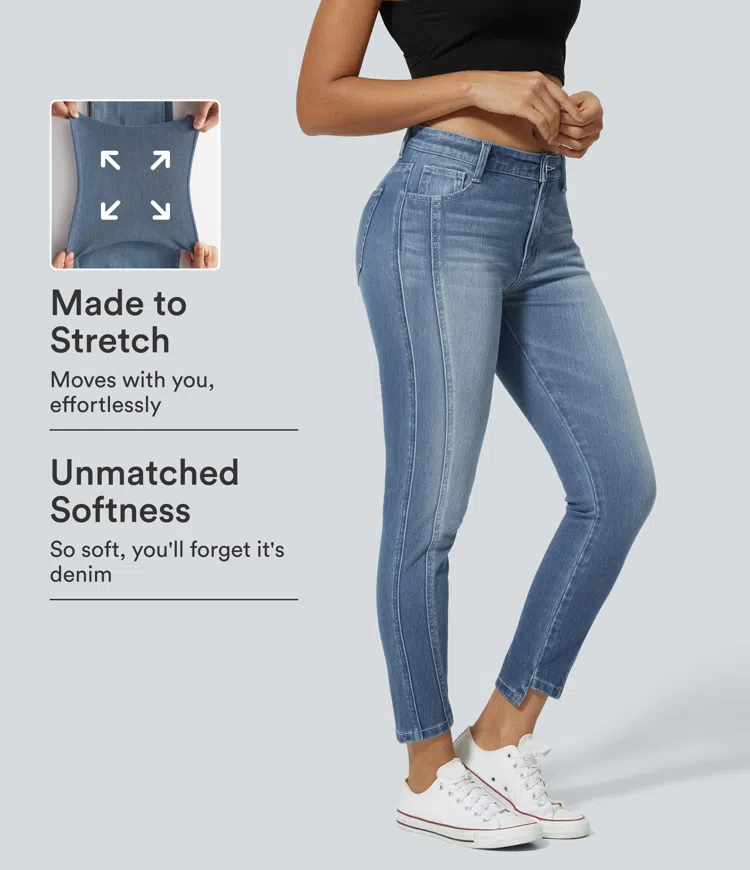 Jeans Halara Flex™ ajustado elástico cremallera botón múltiple bolsillo