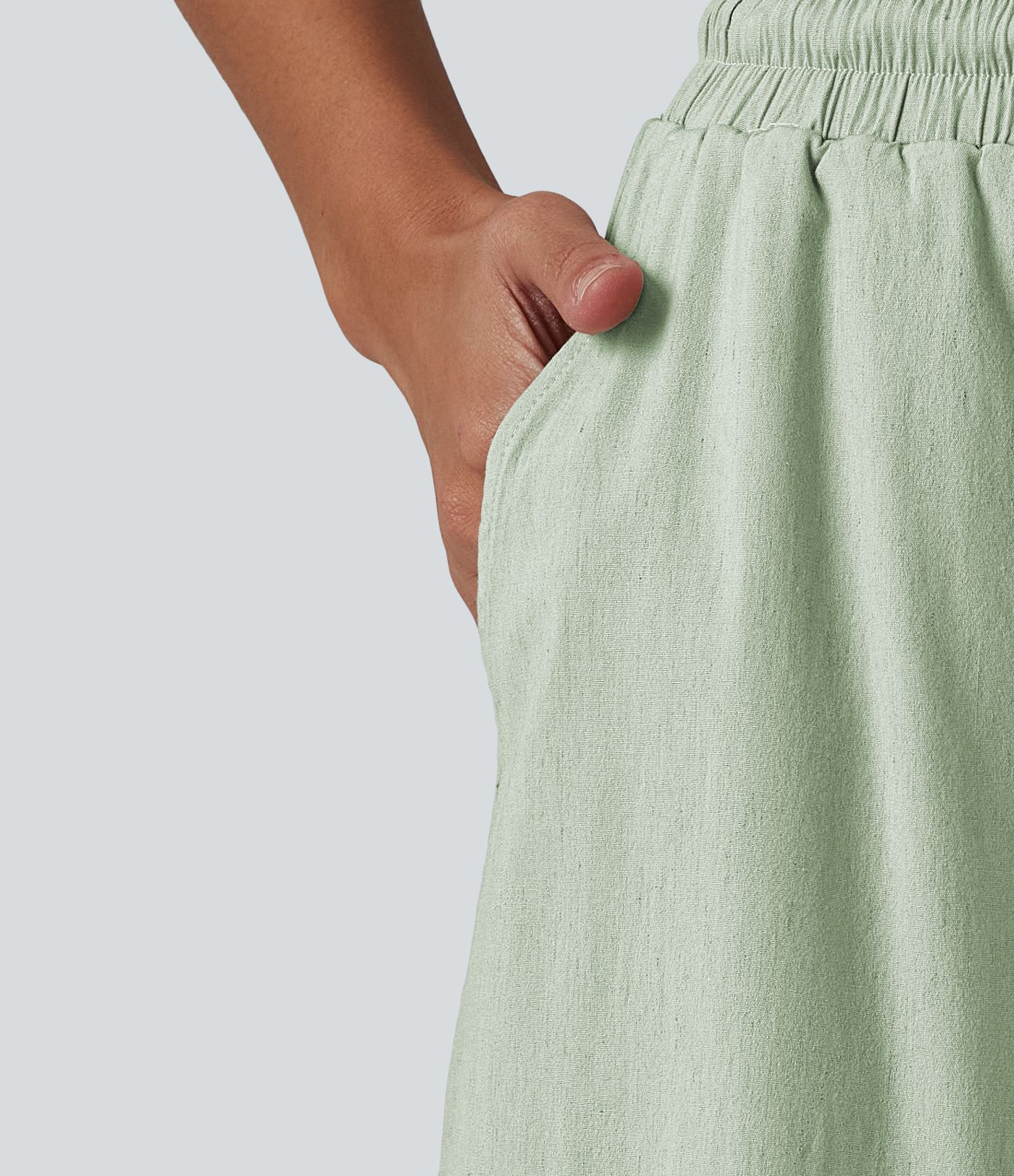 High Waisted Drawstring Wide Leg Baggy Casual Stretch Linen Pants with Pockets High Waisted Drawstring Wide Leg Baggy Casual Stretch Linen Pants with Pockets