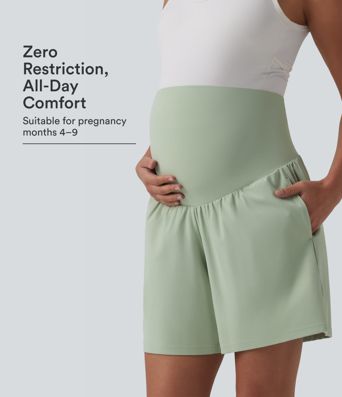 Softlyzero™ Airy Super High Waisted 2-in-1 Cool Touch Yoga Maternity Shorts 7'' with Pockets