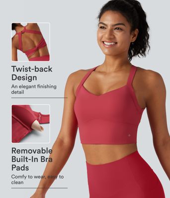 SoftlyZero™ Plush Sweetheart Neck Built-in Bra Cropped Yoga Tank Top