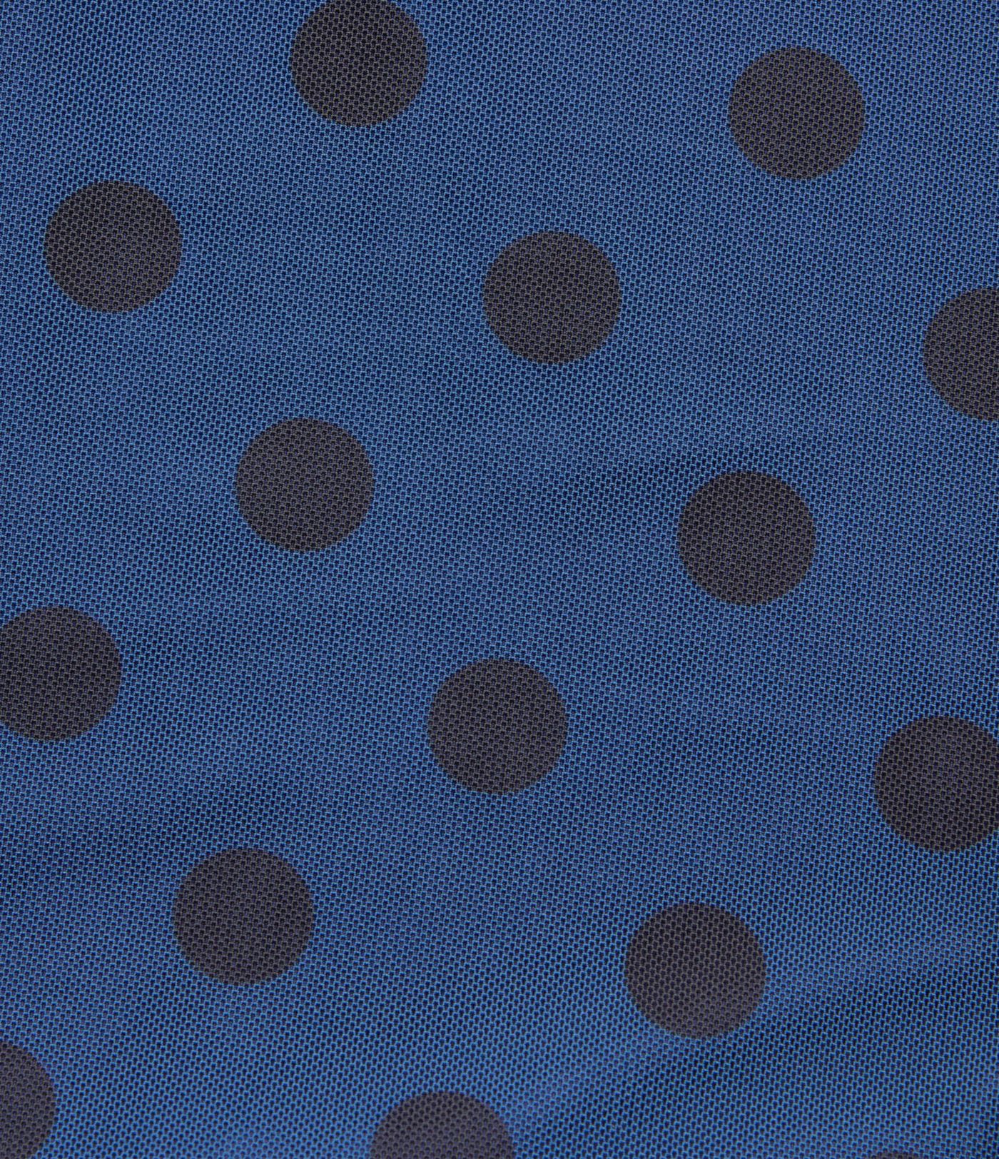 Mock Neck Flounce Sleeve Belted Polka Dot Mesh Casual Dress with Pockets