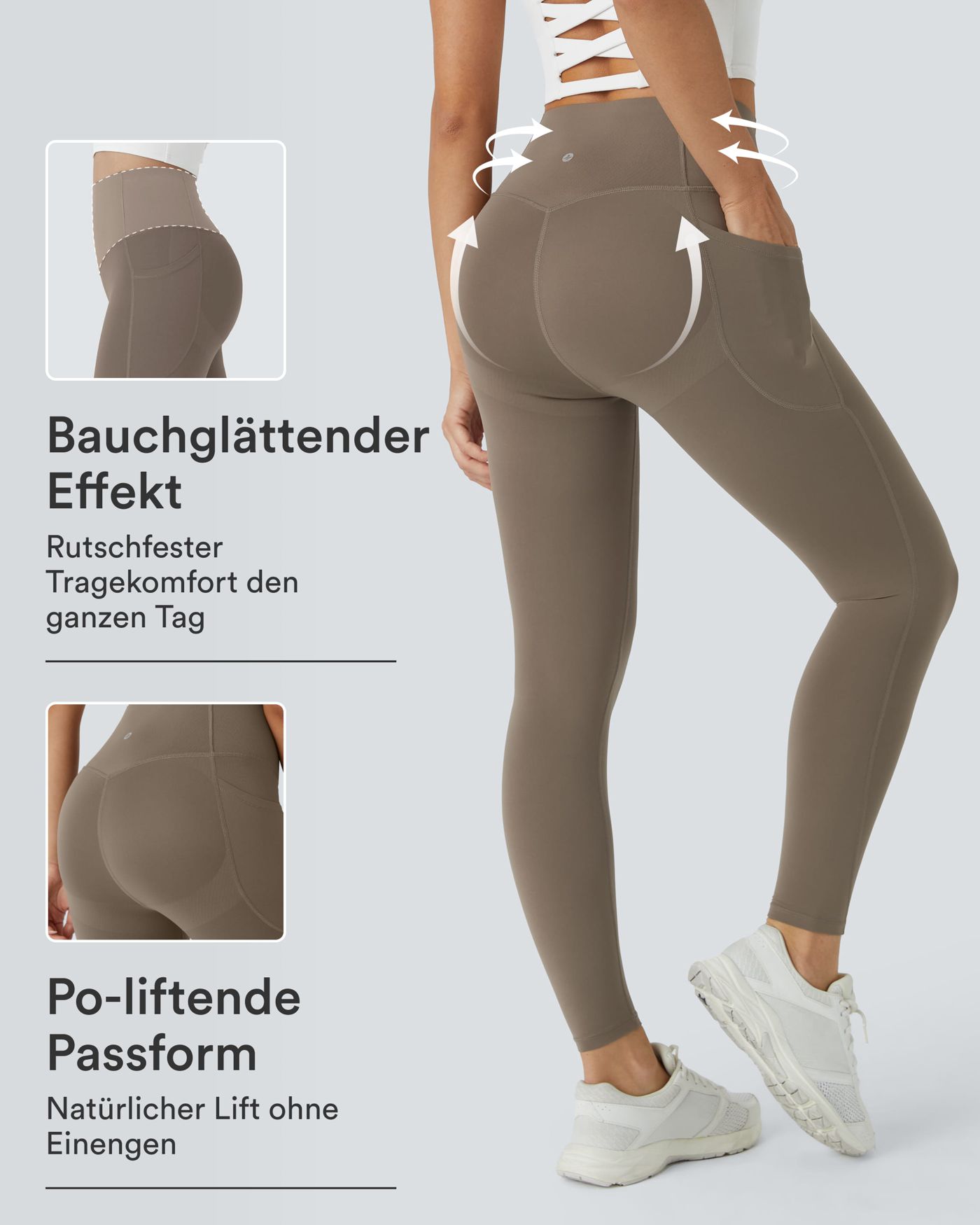 Halara UltraSculpt™ - Formende Workout-Leggings mit hohem Bund, Seitentaschen und Bauchkontrolle - Po-Lifting