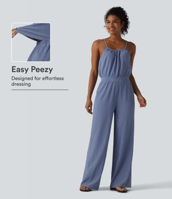 Wide Leg Casual Slip Jumpsuit with Pockets-Easy Peezy Edition