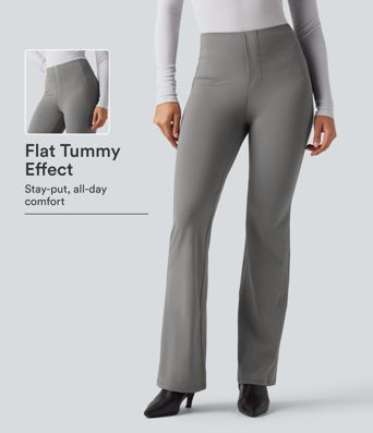 High Waisted Tummy Control Bootcut Work Pants with Pockets