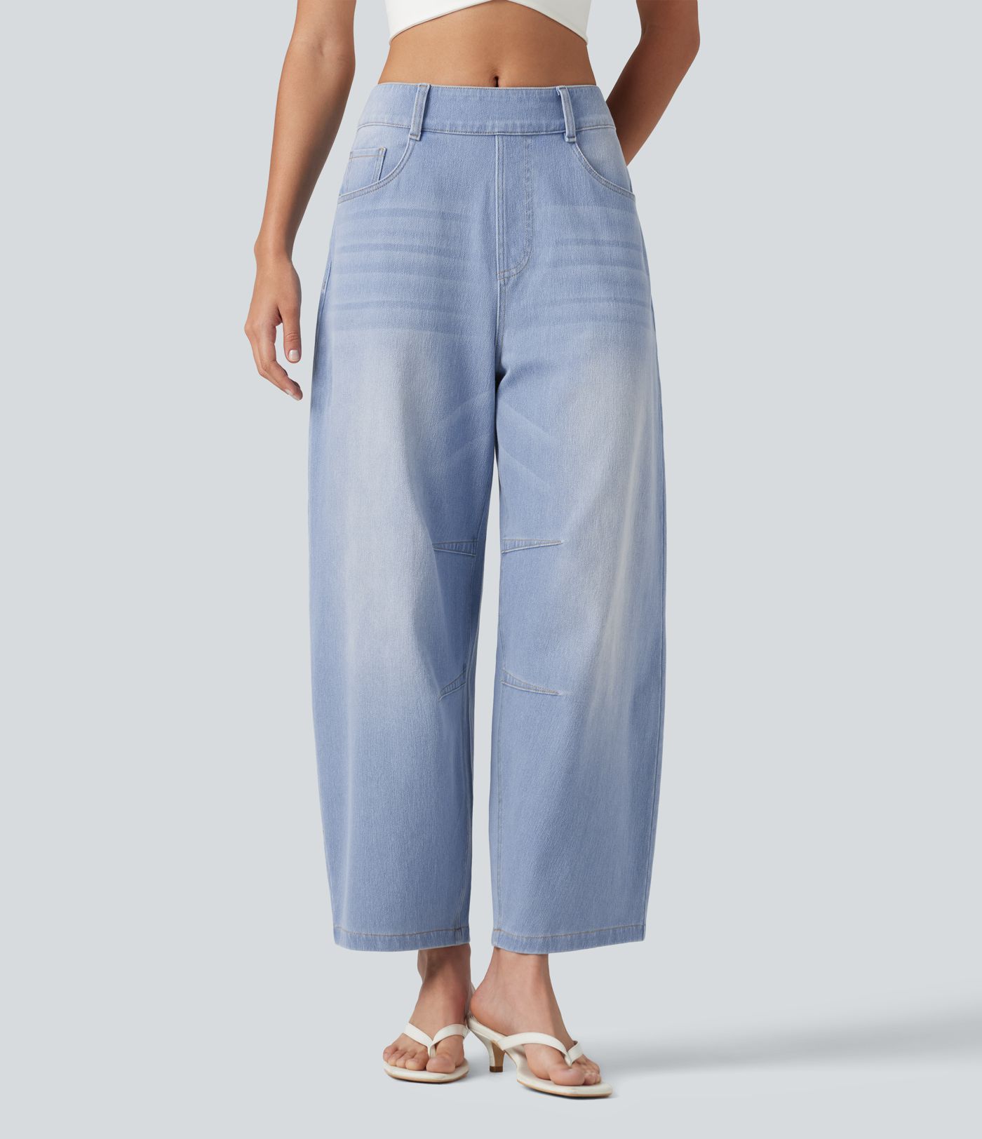 Halara Flex™ Mid Rise Pockets Women Wide Leg Baggy Barrel Leg Casual Denim Jeans Halara Flex™ Mid Rise Pockets Women Wide Leg Baggy Barrel Leg Casual Denim Jeans