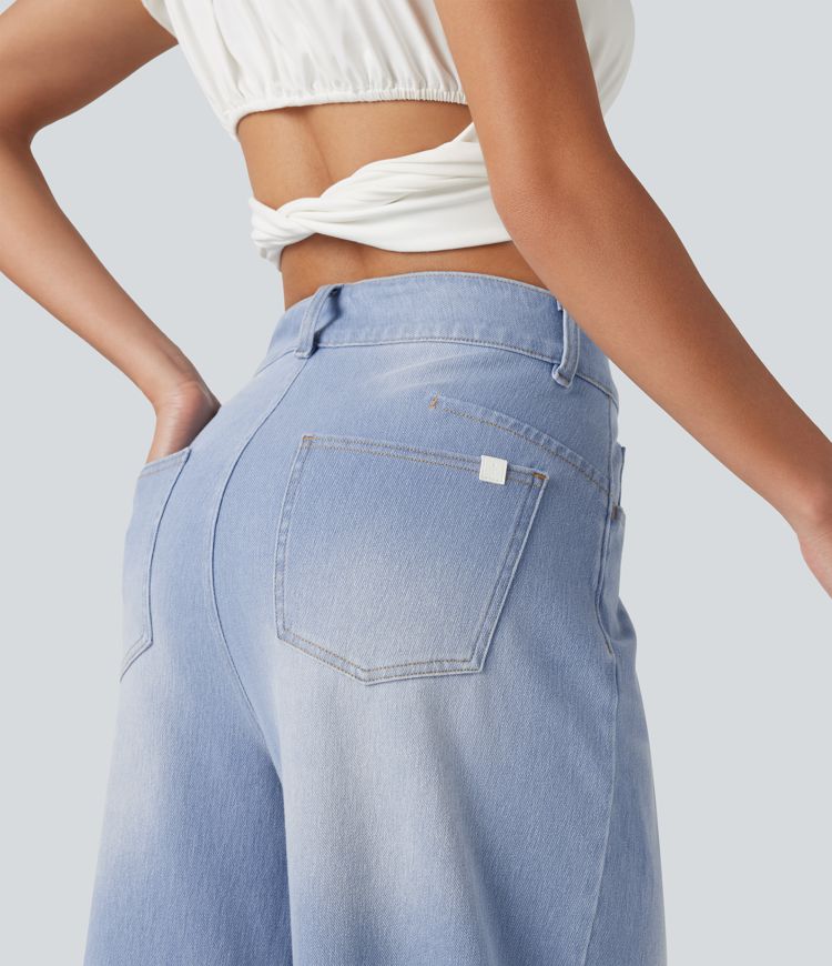 Halara Flex™ Mid Rise Pockets Women Wide Leg Baggy Barrel Leg Casual Denim Jeans Halara Flex™ Mid Rise Pockets Women Wide Leg Baggy Barrel Leg Casual Denim Jeans