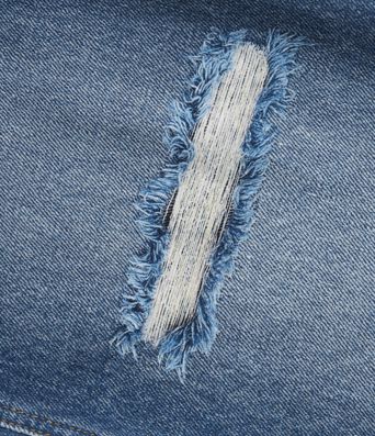 High Waisted Denim Print French Terry Casual Sweatpants Jeans with Pockets